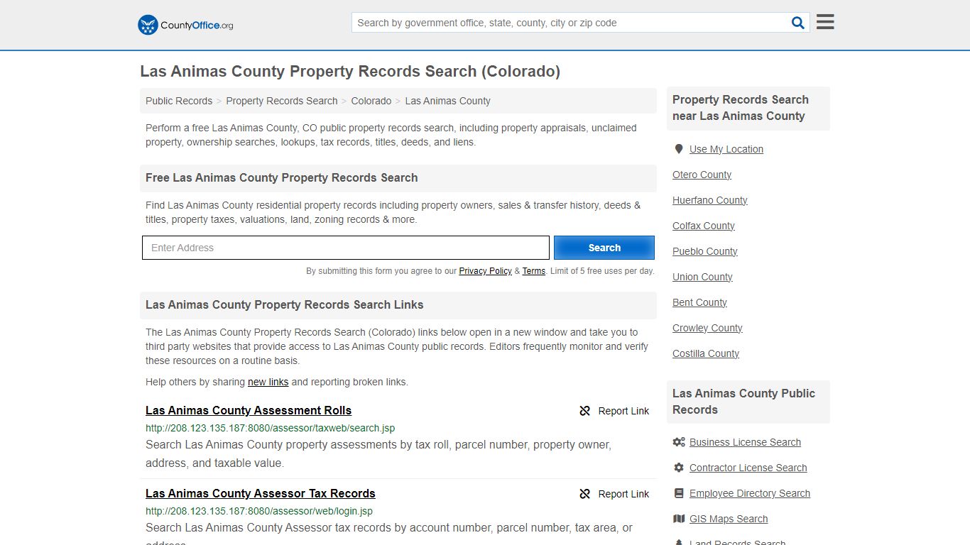 Las Animas County Property Records Search (Colorado) - County Office
