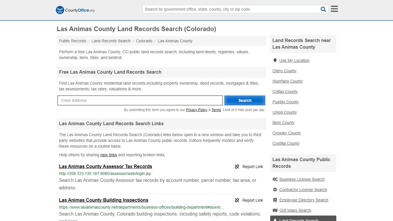 Las Animas County Land Records Search (Colorado)