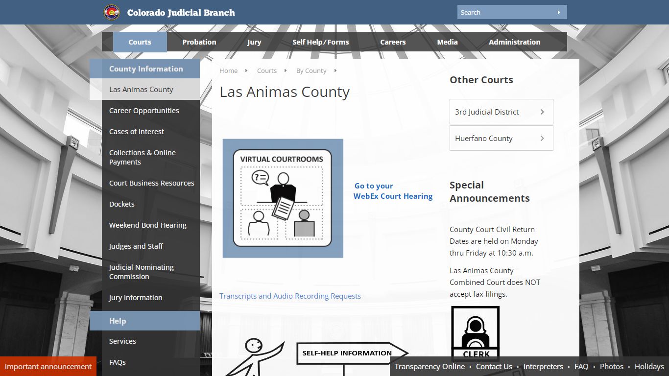 Colorado Judicial Branch - Las Animas County - Homepage